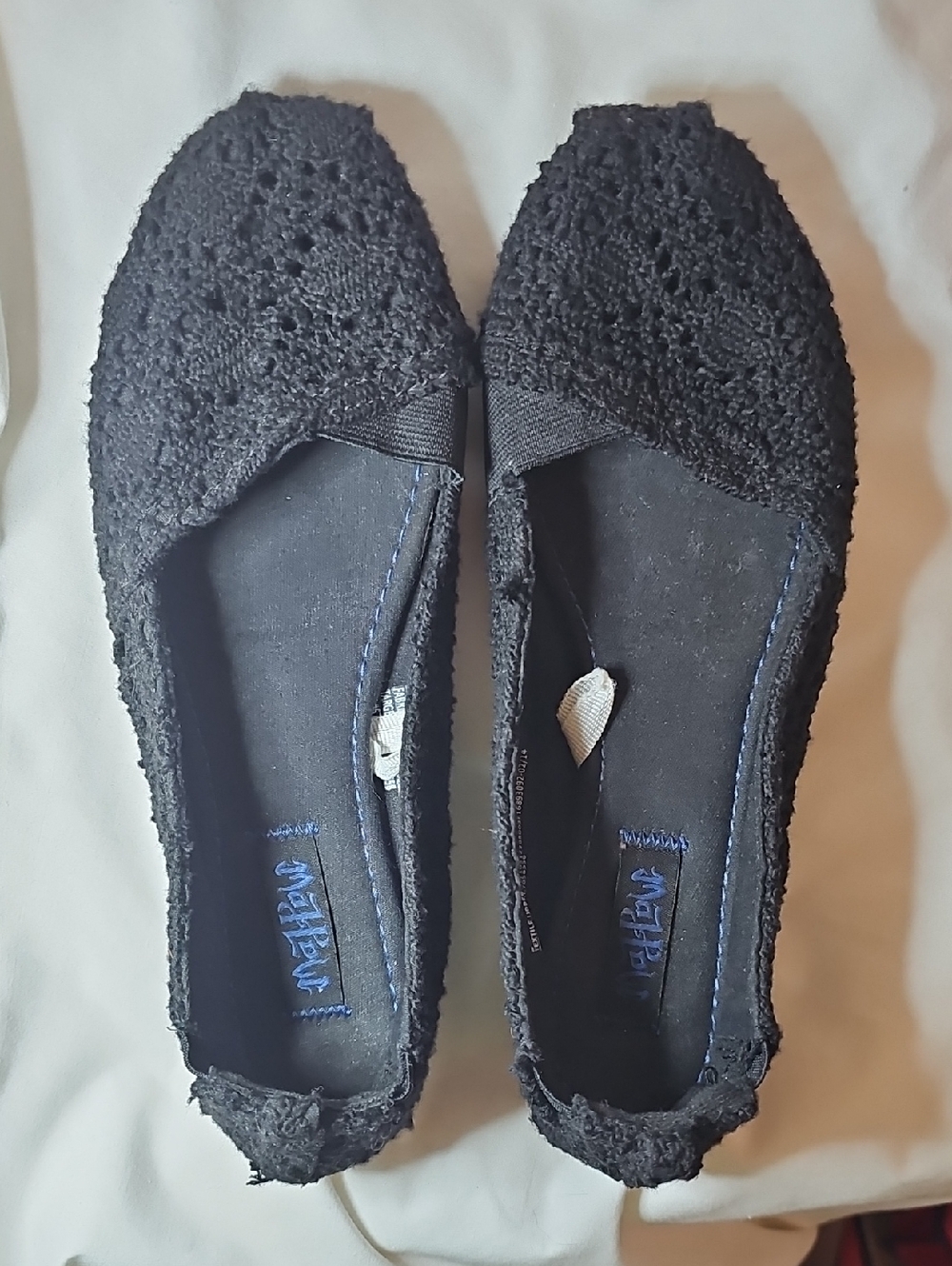 Mad Love Black Crochet Slip on Ballet Flats Women Size 8